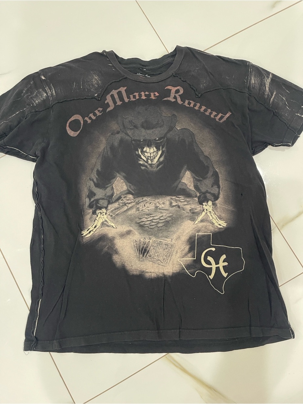 Black 'One More Round' Graphic Short Sleeve Tee